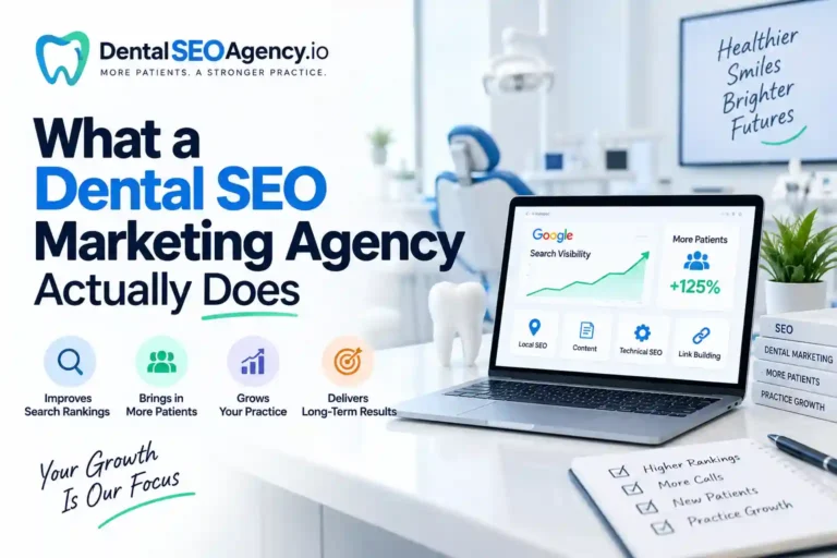 Dental SEO marketing agency dashboard showing search rankings growth and more patient leads for dentists